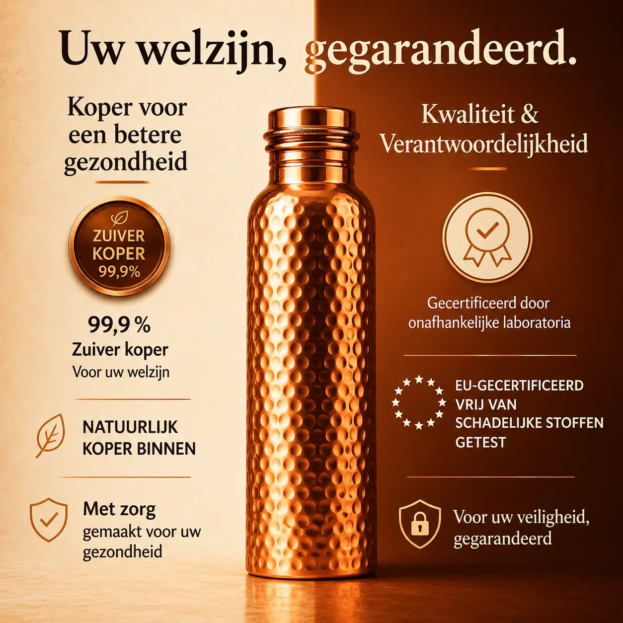 Alma Pure™ – Koperen Waterfles Heritage Essential 750 ml