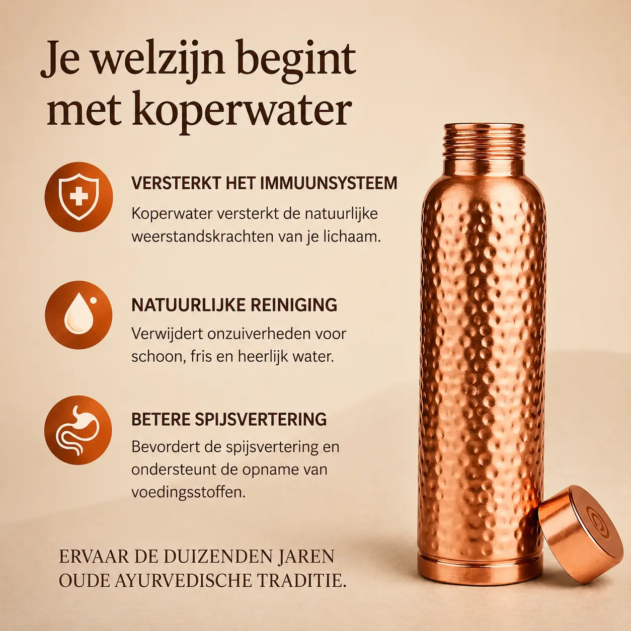 Alma Pure™ – Koperen Waterfles Heritage Essential 750 ml